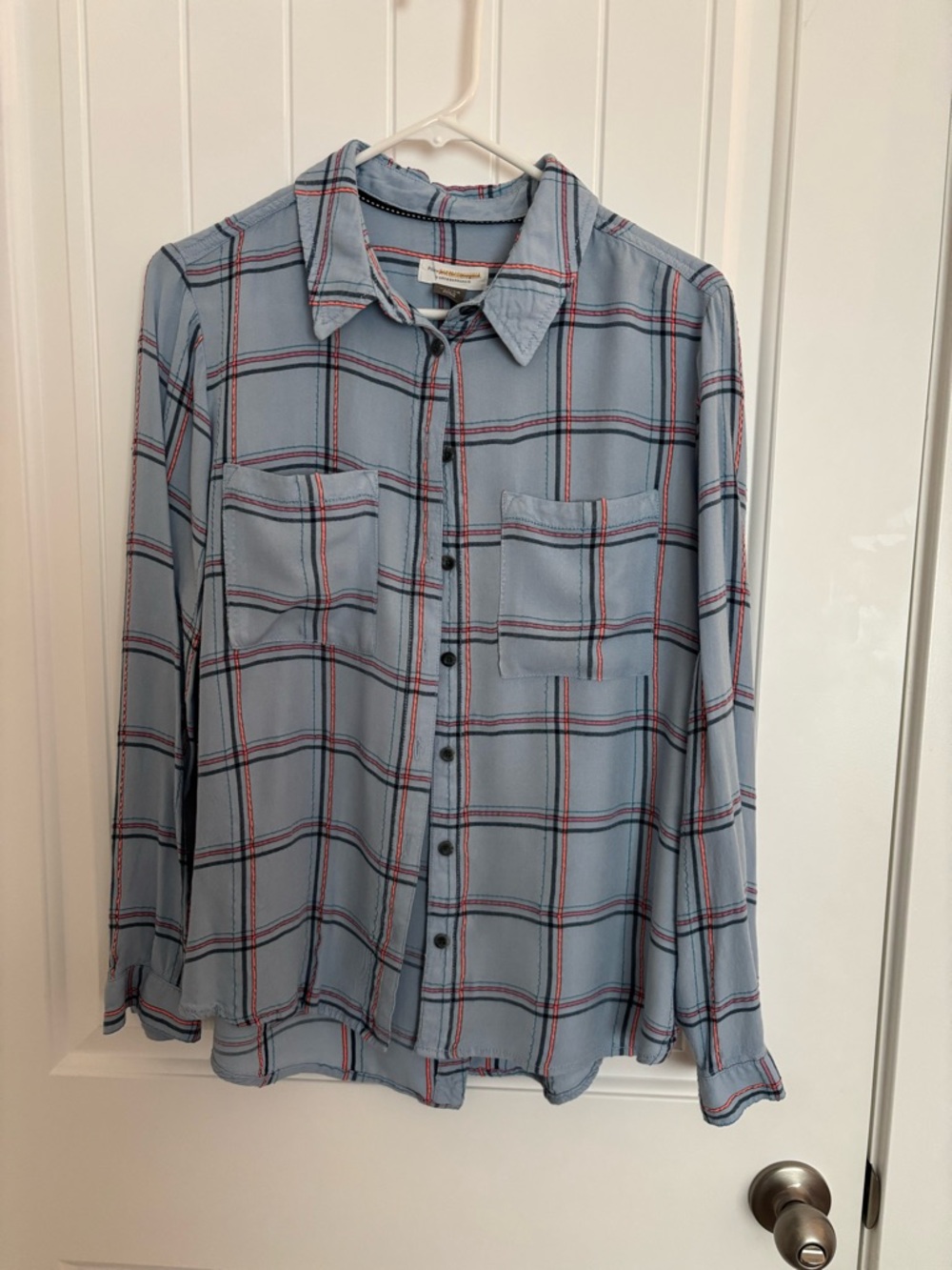 Anthropologie chambray light blue  Plaid Button-Down Shirt